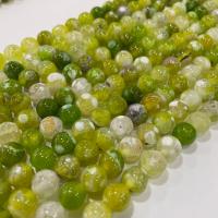 Perles agate de feu craquelées naturelles, agate feu, DIY, vert Environ 38 cm, Vendu par brin