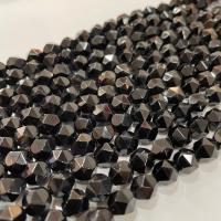 Natural Black Agate Beads, Star Cut Faceted & DIY, black Approx 38 cm 