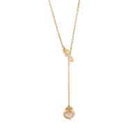 Freshwater Pearl Brass Necklace, with Brass, with 4cm extender chain, 14K gold plated, Natural & fashion jewelry & for woman, golden cm 