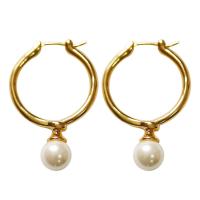 Freshwater Pearl Drop Earring, with Brass, gold color plated, Natural & fashion jewelry & for woman, golden 