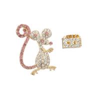 Zinc Alloy Rhinestone Stud Earring, Mouse, gold color plated, fashion jewelry & for woman & with rhinestone, multi-colored 