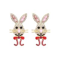 Zinc Alloy Rhinestone Stud Earring, Mouse, gold color plated, fashion jewelry & for woman & with rhinestone, multi-colored 