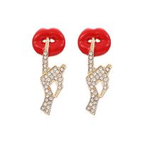 Zinc Alloy Rhinestone Stud Earring, gold color plated, fashion jewelry & for woman & with rhinestone, multi-colored 
