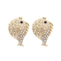 Zinc Alloy Rhinestone Stud Earring, gold color plated, fashion jewelry & for woman & with rhinestone, multi-colored 