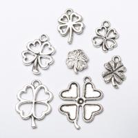 Zinc Alloy Clover Pendant, Four Leaf Clover, antique silver color plated, vintage & DIY Approx 