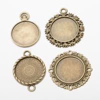 Zinc Alloy Pendant Cabochon Setting, Round, antique bronze color plated, vintage & DIY Approx 