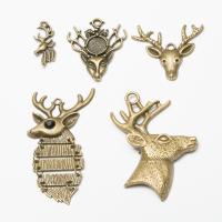 Zinc Alloy Animal Pendants, Deer, antique bronze color plated, vintage & DIY & with rhinestone Approx 