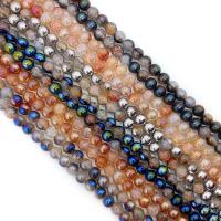 Natürliche Crackle Achat Perlen, Flachen Achat, rund, halb plattiert, DIY & verschiedene Größen vorhanden, keine, Länge:ca. 14.96 ZollInch, verkauft von Strang