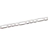 metal Cadena para collar, Palo, chapado en color de plata, longitud diferente para la opción & unisexo & cadena Figaro, plateado, 4mm, Vendido por UD