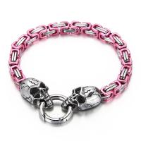 Stainless Steel Charm Bracelet, 304 Stainless Steel, Skull, plated, fashion jewelry & Unisex 
