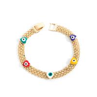 Evil Eye Jewelry Bracelet, Brass, Round, gold color plated, fashion jewelry & enamel .5 cm 