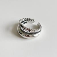 925 Sterling Silver Cuff Finger Ring, Double Layer & adjustable & for woman, silver color, US Ring 
