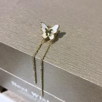 metal Pendiente Clip, Mariposa, chapado en color dorado, Joyería & micro arcilla de zirconia cúbica & para mujer, 75mm, Vendido por UD