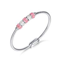 Stainless Steel Bangle, 304 Stainless Steel, fashion jewelry & micro pave cubic zirconia & for woman, original color, 3mm Approx 6.69 Inch 