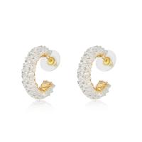 Cubic Zirconia Pendiente Brass Micro Pave, metal, chapado en color dorado, Joyería & micro arcilla de zirconia cúbica & para mujer, 26.5x8mm, Vendido por Par