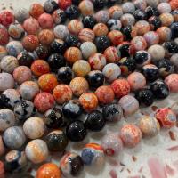 Perles agate de feu craquelées naturelles, agate feu, DIY, couleurs mélangées Environ 38 cm, Vendu par brin