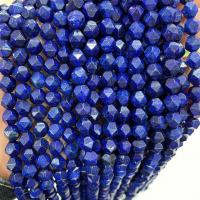 Бусины природных лазурит, Лазурит, Круглая, поверхность звездообразной резки & DIY, голубой, длина:Приблизительно 38 см, продается Strand