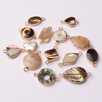 Nacre perles connecteur, avec laiton, Placage de couleur d'or, DIY & boucle de 1/1, plus de couleurs à choisir, Vendu par PC