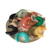 Gemstone ювелирные изделия Кулон, Природный камень, Луна, DIY & различные материалы для выбора & Мужская, Много цветов для выбора, 30mm, продается PC