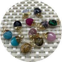 Gemstone Brass Pendants, with Brass, Ellipse, gold color plated, DIY & faceted 