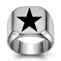 Titanium Steel Finger Ring, Star, plated, Unisex & enamel 18mm 