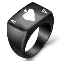 Titanium Steel Finger Ring, Poker, plated & for man & enamel 13mm 