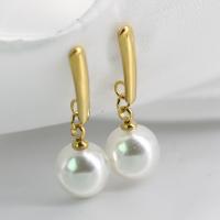 Titanium Steel Earrings, with Plastic Pearl, plated, for woman 30mm 