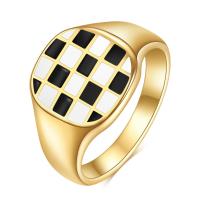 Titanium Steel Finger Ring, gold color plated, Unisex & enamel, golden, 3mm 