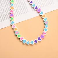 Polymer Clay Jewelry Beads, Heart, DIY & two tone Approx 15 Inch 
