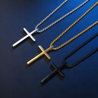 304 Stainless Steel Necklace, Cross, fashion jewelry & Unisex 3mm,24.7*44.7mm Approx 23.62 Inch 