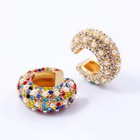Earring Cuff and Wraps, Zinc Alloy, gold color plated, fashion jewelry & Unisex & with rhinestone, golden 