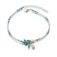 Zinc Alloy Anklet, with Seedbead, with 2.36inch extender chain, Starfish, fashion jewelry & for woman, 18mm Approx 9.45 Inch 