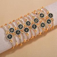 Zinc Alloy Rhinestone Bracelets, with 1.97inch extender chain, gold color plated, fashion jewelry & with constellation symbols & for woman & with rhinestone, golden, 16mm Approx 7.28 Inch 