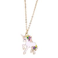 Enamel Zinc Alloy Necklace, with 1.97inch extender chain, Unicorn, fashion jewelry & Unisex Approx 15.75 Inch 