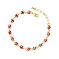 Evil Eye Jewelry Bracelet, Brass, with 3cm extender chain, Round, 18K gold plated, fashion jewelry & for woman & enamel cm 