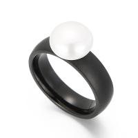Stainless Steel Finger Ring, 304 Stainless Steel, with Shell, Round, plated, Unisex 10mm,6mm 