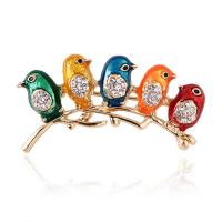 Enamel Brooch, Zinc Alloy, Bird, gold color plated, Unisex & with rhinestone 