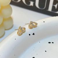 Zinc Alloy Rhinestone Stud Earring, Butterfly, gold color plated, fashion jewelry & for woman & with rhinestone 