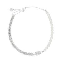 Collar de perlas de plástico, aleación de zinc, con Perlas plásticas, con 1.97inch extender cadena, Joyería & para mujer & con diamantes de imitación, longitud:aproximado 13.98 Inch, Vendido por UD