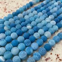Abalorios de Ágata Envejecida, Bricolaje, azul, longitud:aproximado 38 cm, Vendido por Sarta