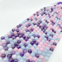Perles de pierre gemme mixte, Pierre naturelle, Rond, poli, DIY, couleurs mélangées Environ 38 cm, Vendu par brin