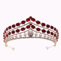 Bridal Tiaras, Zinc Alloy, with Rhinestone & Plastic Pearl, gold color plated, for woman & faceted 60mm, Inner Approx 145mm 