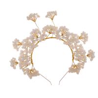 Hair Bands, Zinc Alloy, with Crystal, gold color plated, for woman, white 