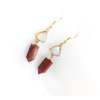 Gemstone Drop Earring, Natural Stone, with Brass, gold color plated, vintage & for woman 55mm 