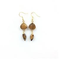 Gemstone Drop Earring, Natural Stone, with Brass, gold color plated, vintage & for woman & faceted 50-55mm 