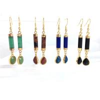 Gemstone Drop Earring, Natural Stone, with Brass, gold color plated, vintage & for woman & faceted 