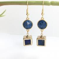 Gemstone Drop Earring, Natural Stone, with Brass, gold color plated, vintage & for woman & faceted 