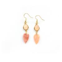Gemstone Drop Earring, Natural Stone, with Brass, gold color plated, vintage & for woman & faceted 55mm 