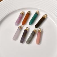 Gemstone Brass Pendants, with Brass, Conical, gold color plated 