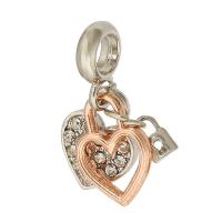 Zinc Alloy European Pendants, Heart, plated, DIY & with rhinestone, mixed colors Approx 6mm 